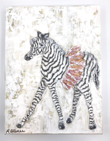 Zebra Pink  9x12 Hand Painted Artwork