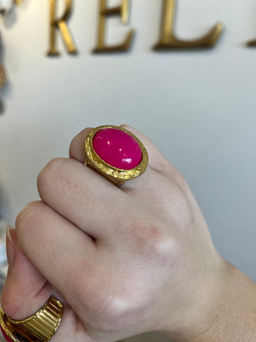 Image of Gold Ring with Fuschia Stone