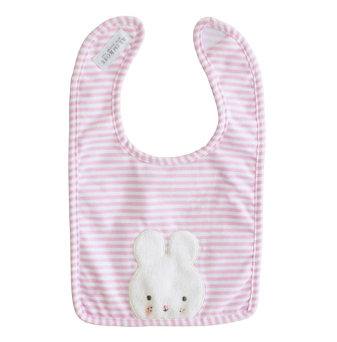 Image of Baby Bunny Bib Pink Stripe
