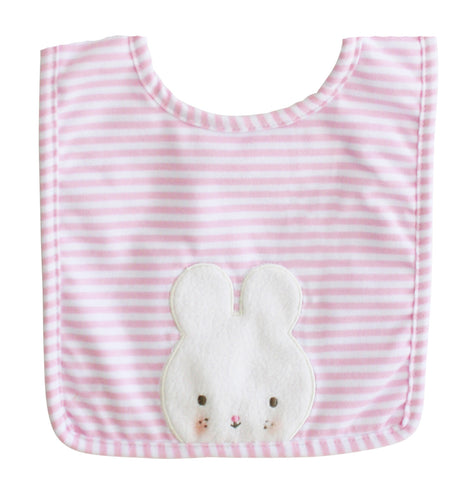 Image of Baby Bunny Bib Pink Stripe