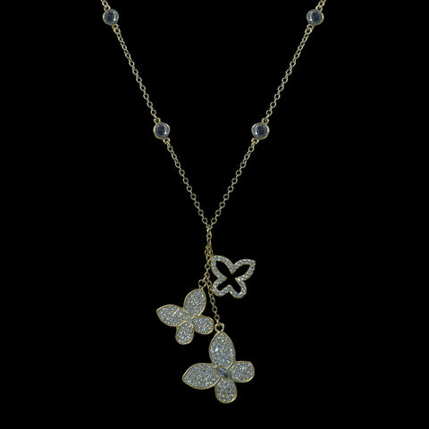 Image of 16" Y necklace with 4 round small crystals with 3" extender