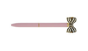 Striped Bow Pen - Pink