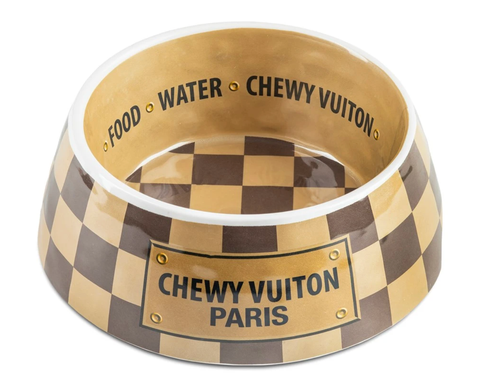 Image of Checker Chewy Vuiton Dog Bowl