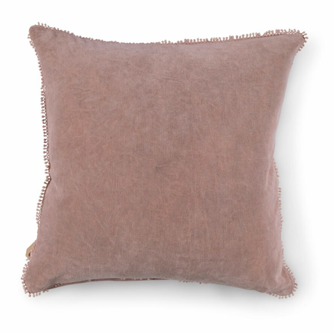 Blush Velvet with Poms Pillow