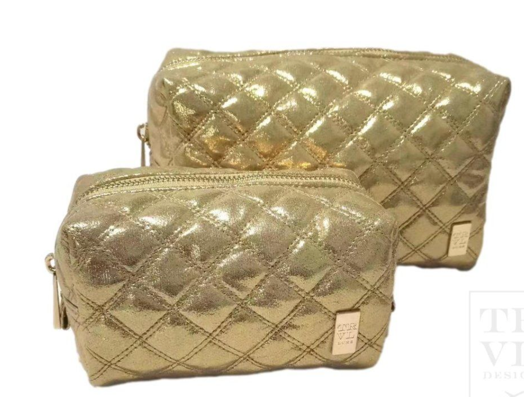Gold Quilted Duo Travel Bags