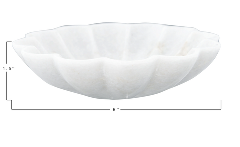 Image of Carved Marble Flower Shaped Dish