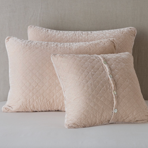 Image of Silk Velvet Quilted Pillow Shams Bella Notte Linens