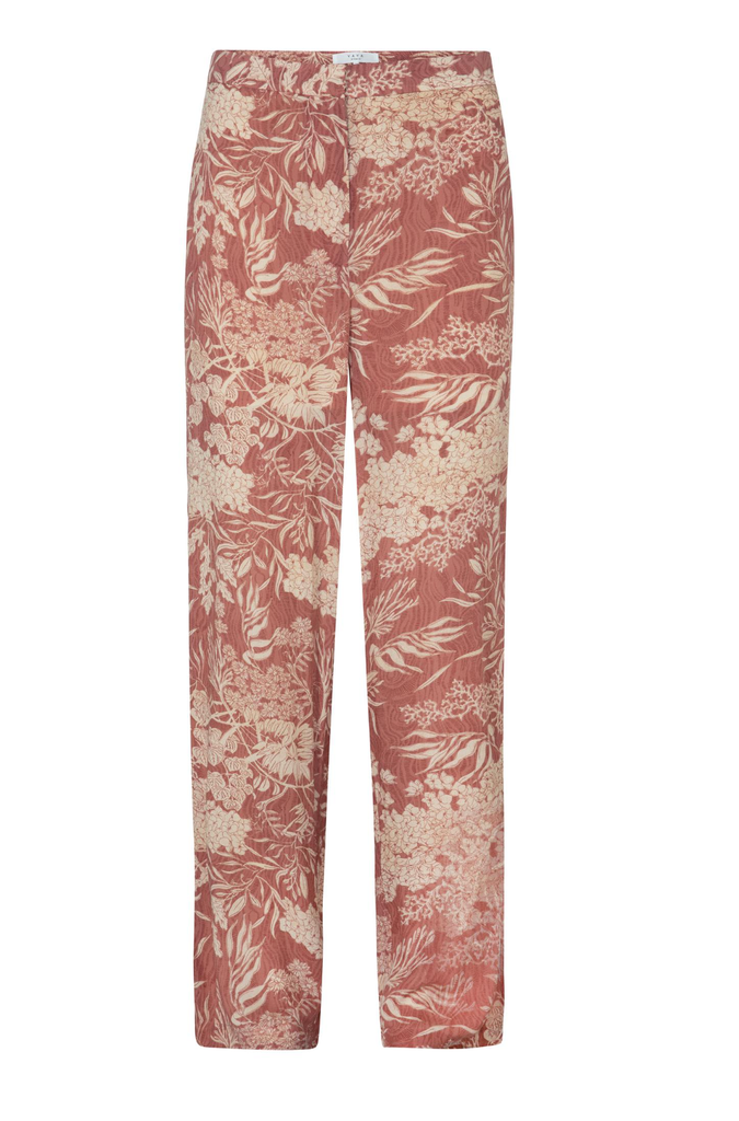 Nia Wide leg printed trousers in a viscose fabric - Cedar Wood Red Dessin