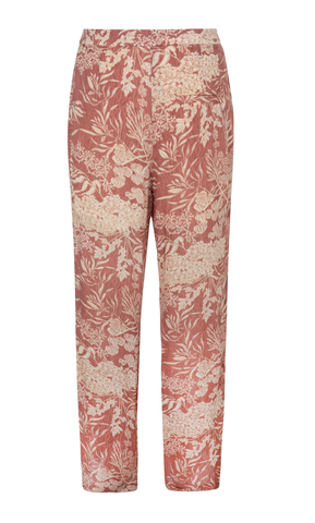 Image of Nia Wide leg printed trousers in a viscose fabric - Cedar Wood Red Dessin