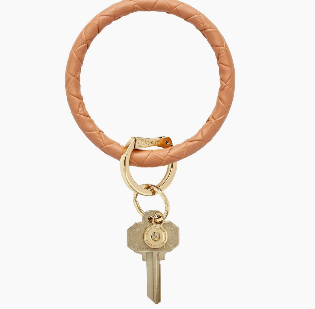 Oventure Leather Big O Key Ring - in The Saddle Basketweave