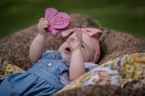 Image of Butterfly Natural Rubber Teether, Rattle & Bath Toy