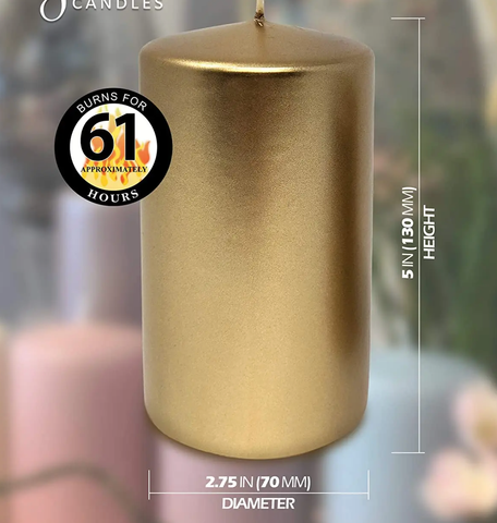 Image of Metallic Pillar Candle Gold