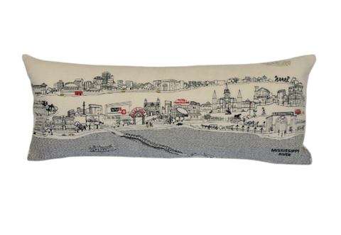Image of New Orleans Embroidered Skyline Cushion - Day Time