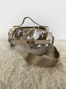 Clear and Gold Sequin Handbag