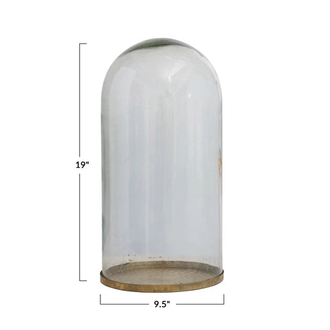 Image of Decorative Glass Cloche w/ Hammered Metal Base