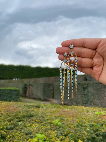 Image of Arch Tila Earrings - blue & turquoise