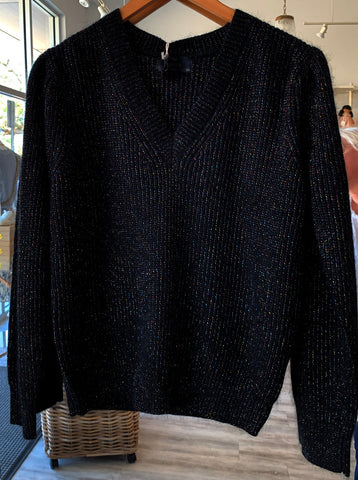 Image of Chantal Sweater - Black with multi color threading