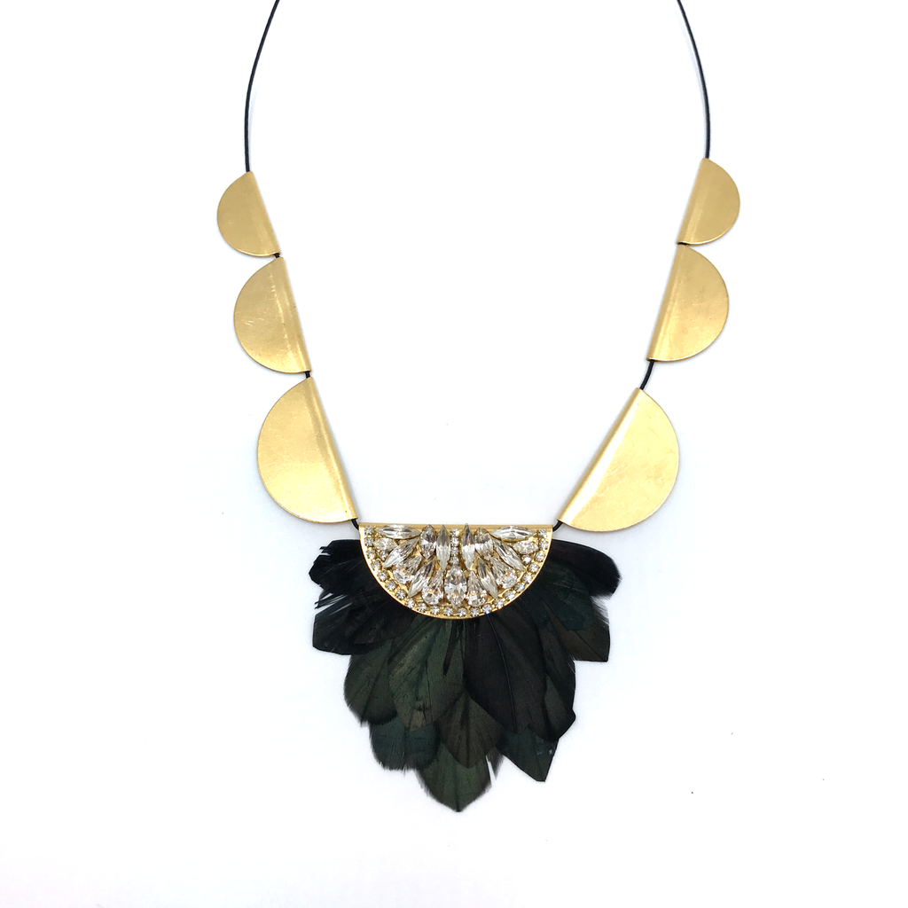 Jeweled Feather Necklace