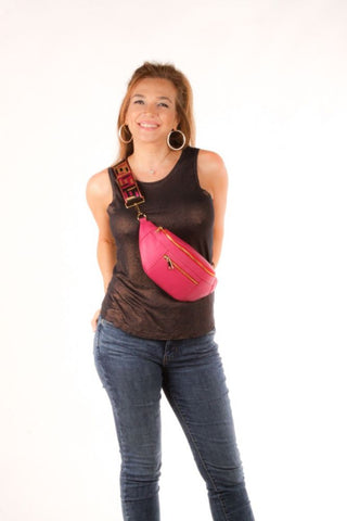 Image of Leather Fanny Pack - Fuschia