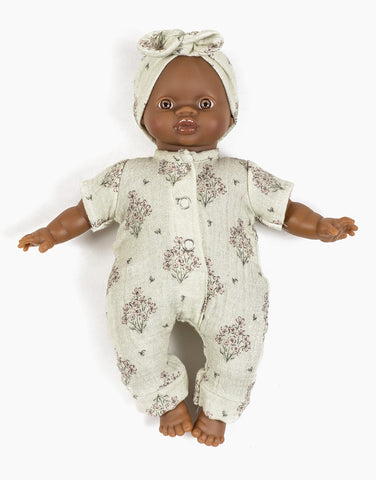Image of Lili jumpsuit in double gauze Wildflowers and its headband 11in