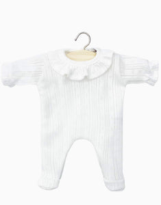 Camille sleepsuit in dotted cotton with white stripes