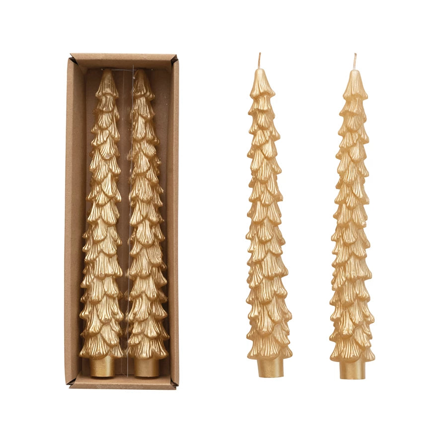 Tree Shaped Taper Candles - Set of 2